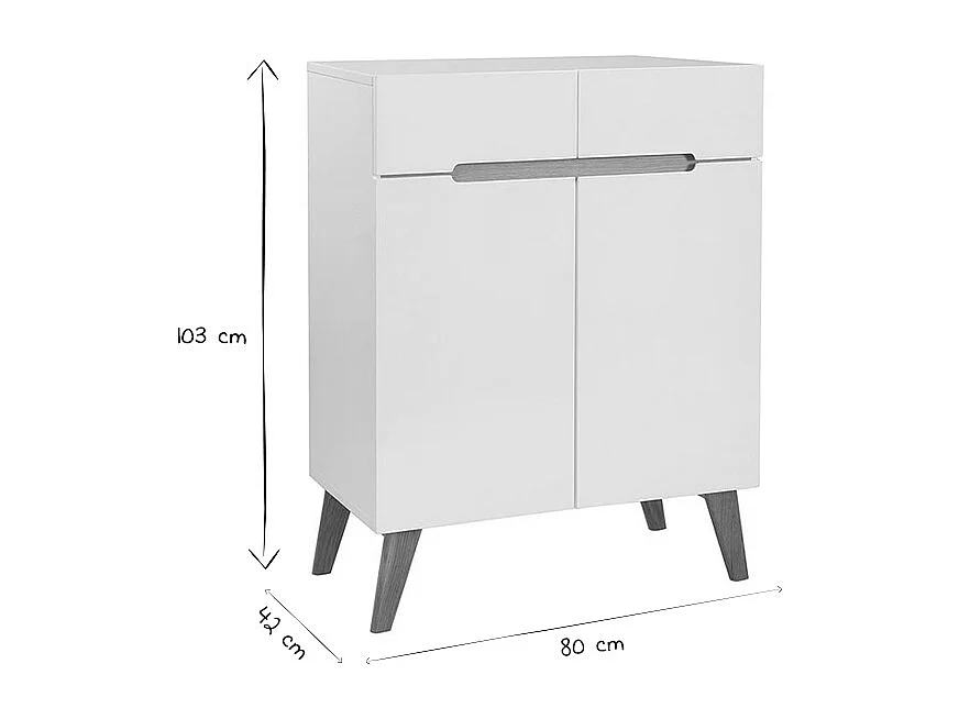 Sideboard Skandinavienstil Weiß und Esche 80 cm MELKA