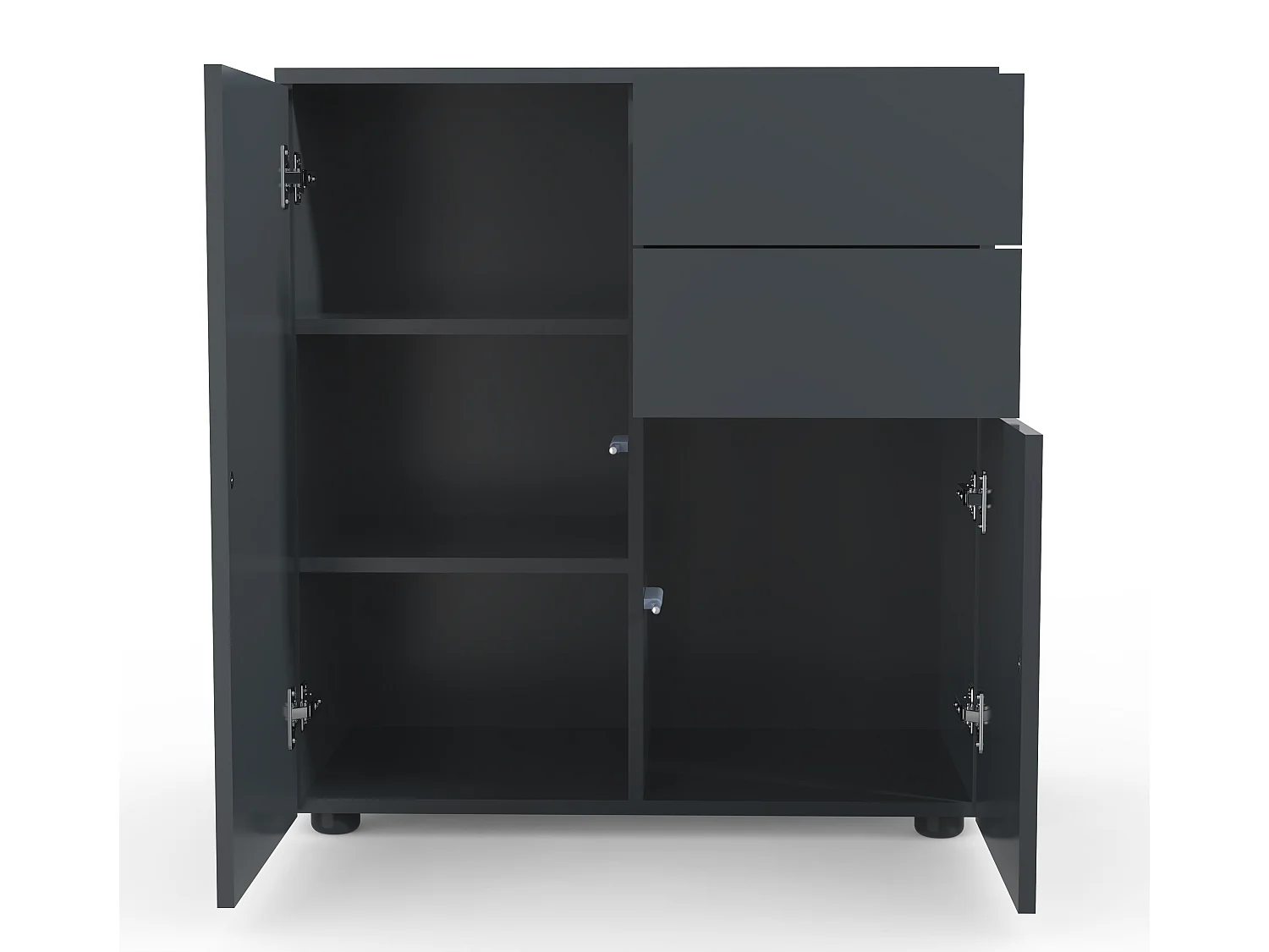 VCM Holz Kommode | Sideboard mit 2 Drehtüren und zwei Schubladen | Maße H. 77 x B. 70 x T. 39 cm - Dalosa (Anthrazit)