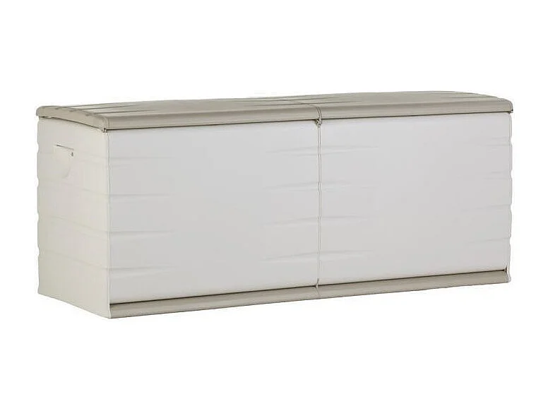 Skrzynia do przechowywania 450L beżowa z kółkami, zamykana na kłódkę, materiał z recyklingu, do użytku wewnętrznego i zewnętrznego, dostarczana zmontowana