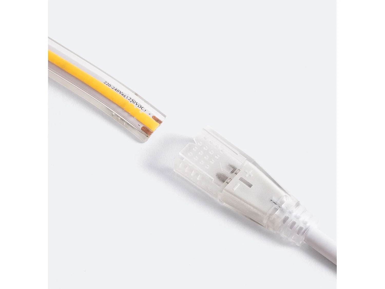 Tira LED Regulable 220V COB 320 LED/m Blanco Cálido 8W/m 720lm/m Ancho 12mm Corte 50cm IP65 CRI90 a Medida 4 m