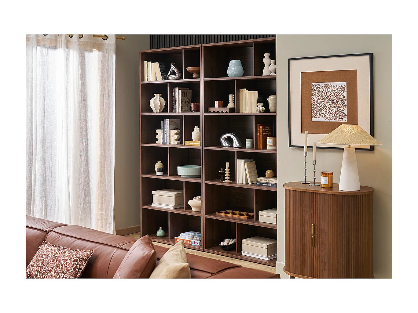 Libreria di design legno effetto noce EPURE