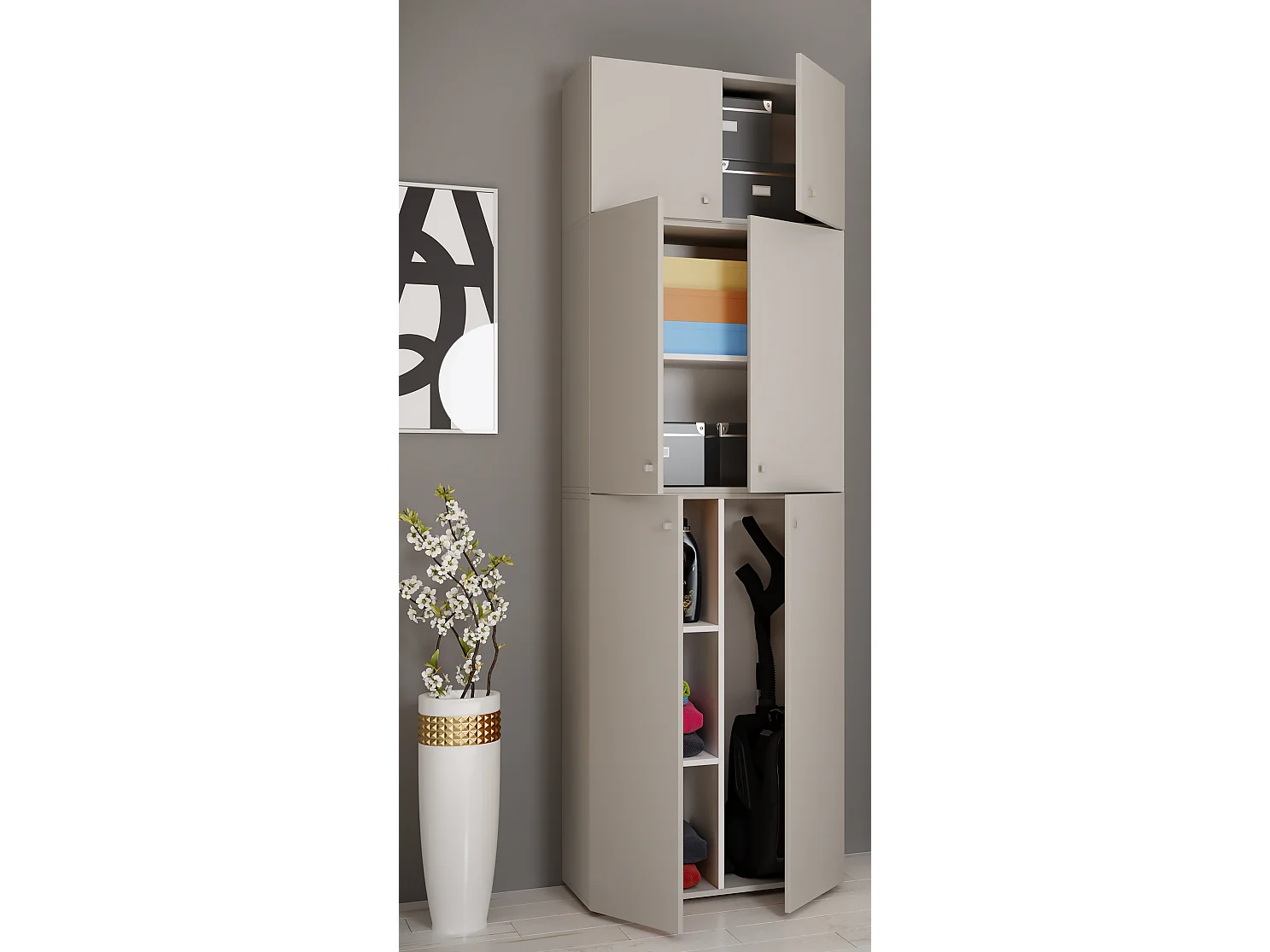 Holz Besenschrank Staubsauger Putzschrank Lona A