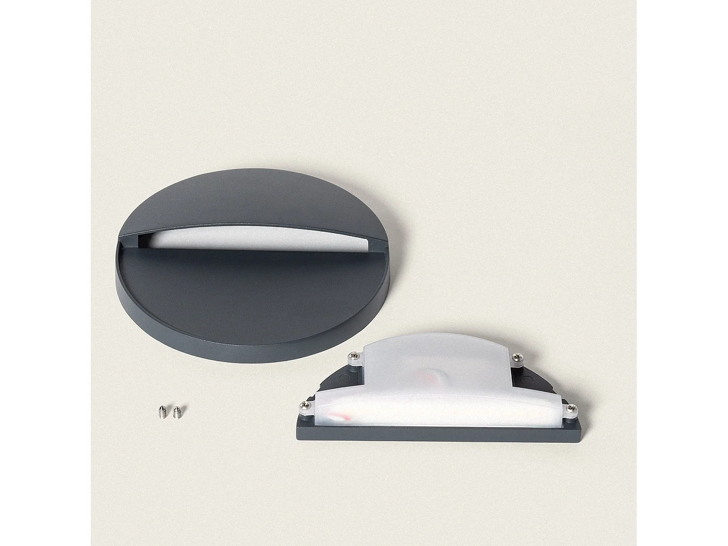 Aplique de Pared Exterior LED 6.5W CCT Seleccionable Aluminio Superficie Circular Jade Gris Oscuro