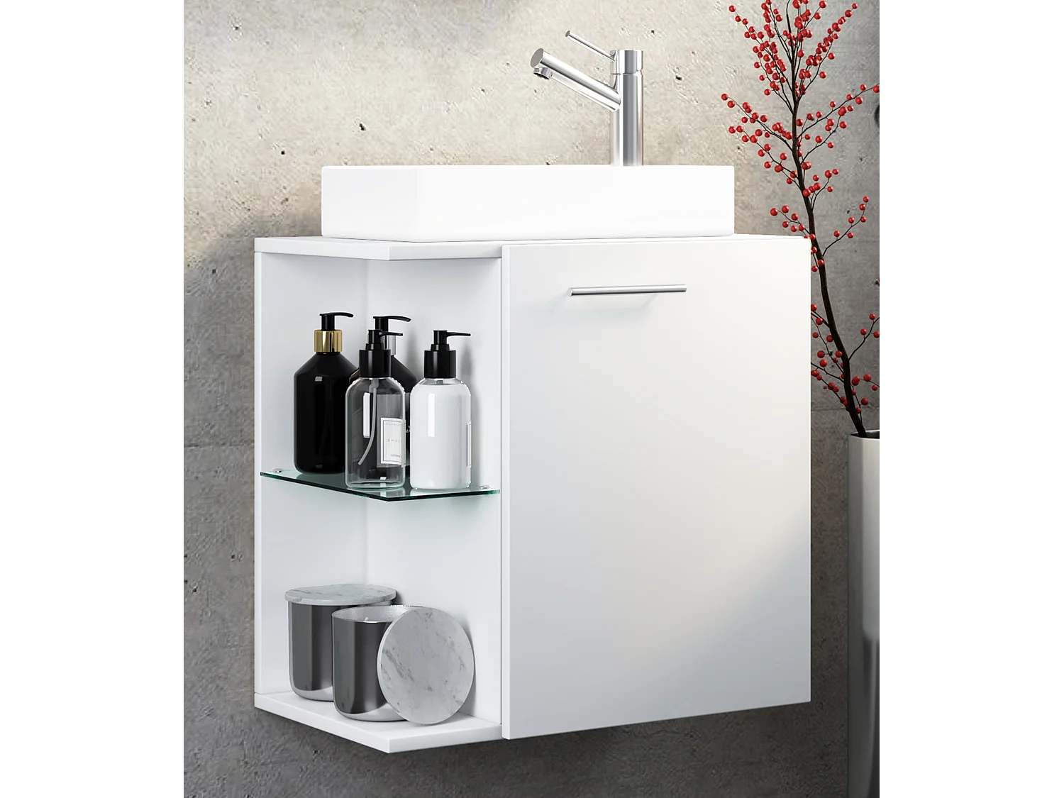 Bathroom furniture washbasin Hausa White H. 63 x W. 52 x D. 34 cm