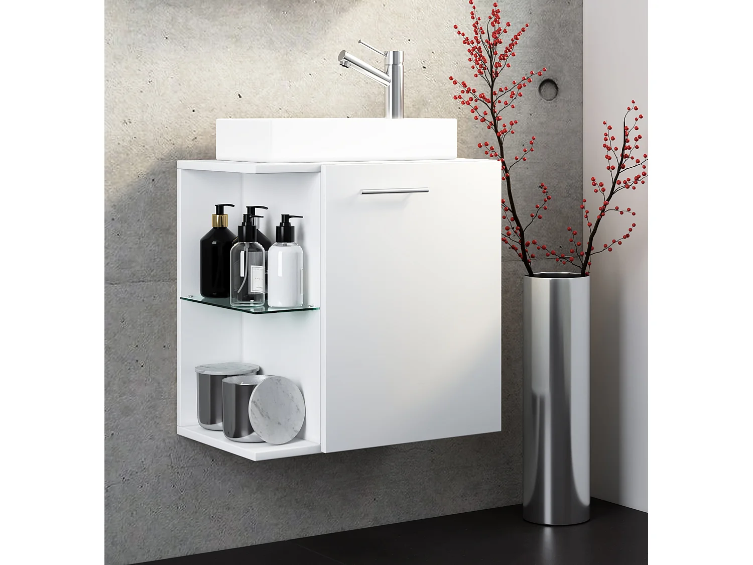 Bathroom furniture washbasin Hausa White H. 63 x W. 52 x D. 34 cm