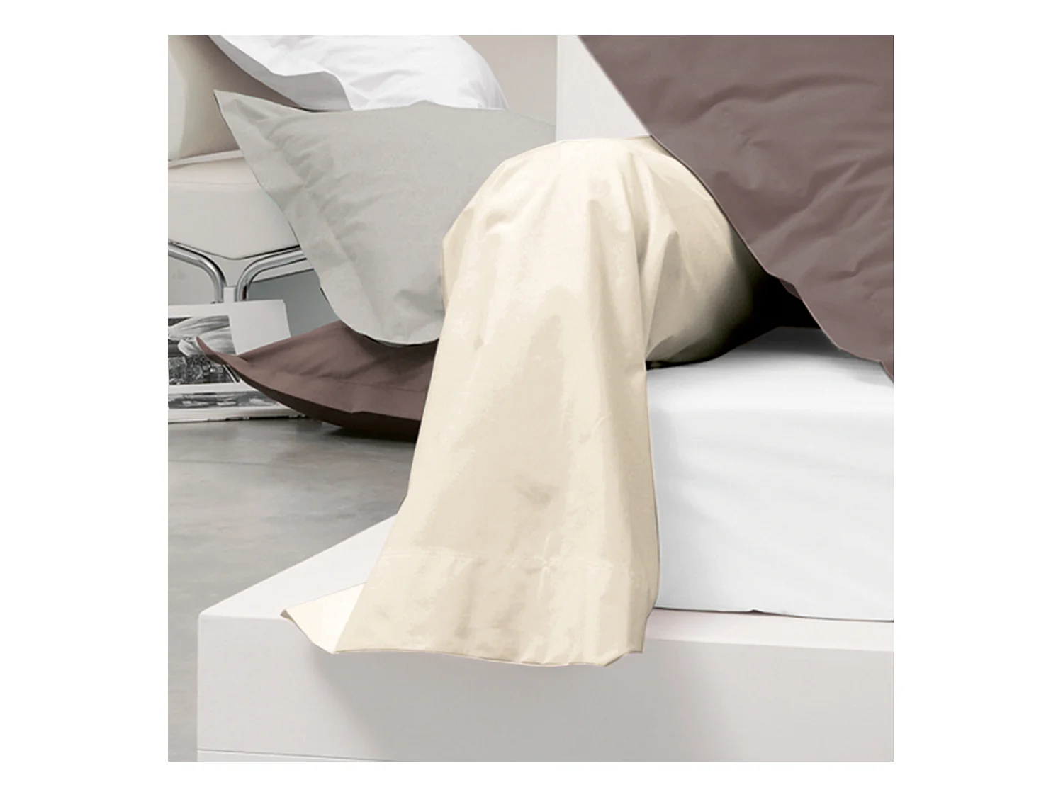 Taie de traversin uni 185X43 cm coton ALTO Crème