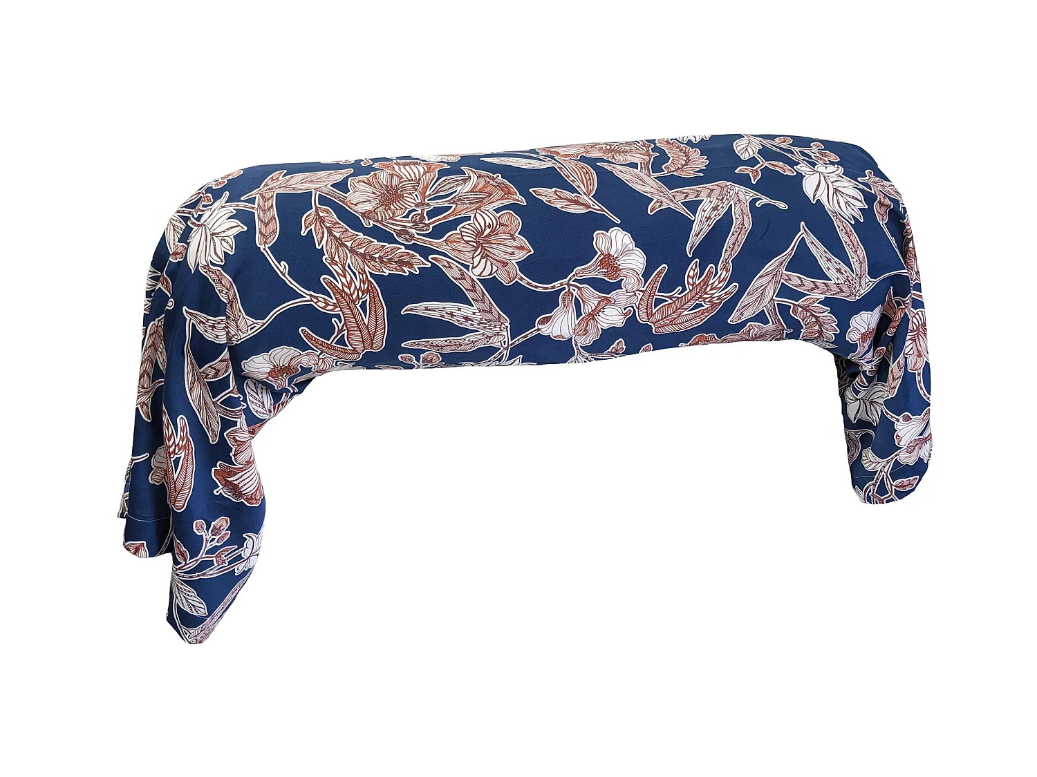 Taie de traversin 140x43 cm satin de coton BOTANIC bleu Nuit