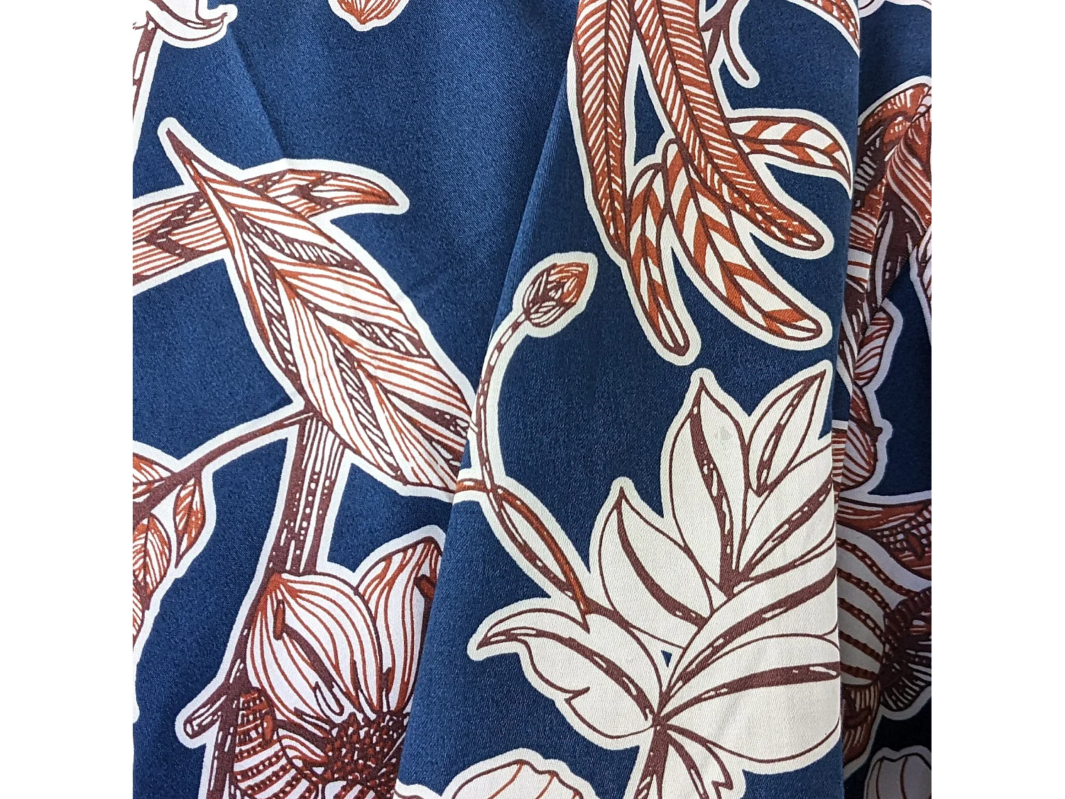 Taie de traversin 140x43 cm satin de coton BOTANIC bleu Nuit