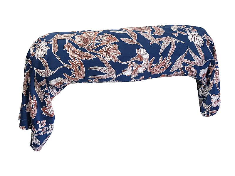 Taie de traversin 140x43 cm satin de coton BOTANIC bleu Nuit