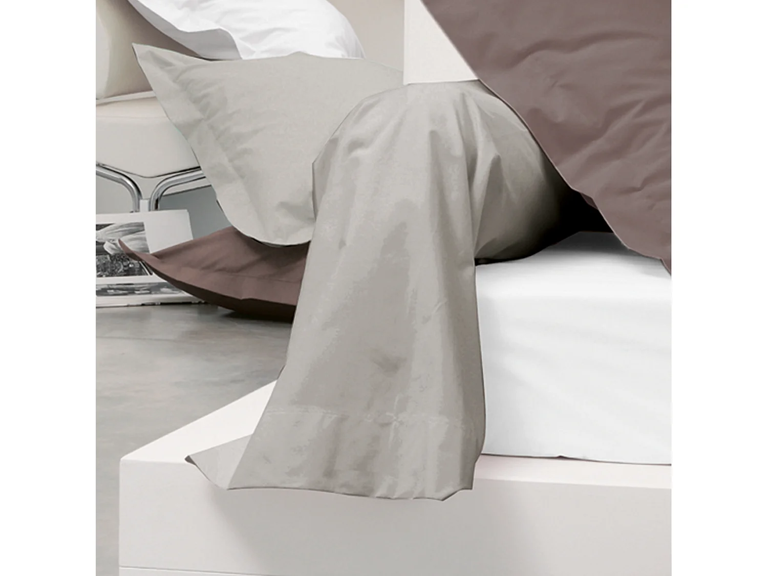 Taie de traversin uni 140x43 cm coton ALTO Chamois