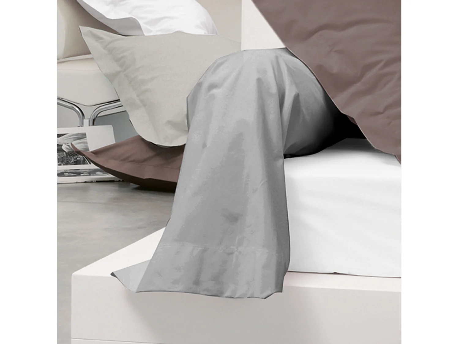 Taie de traversin uni 185X43 cm coton ALTO Alu