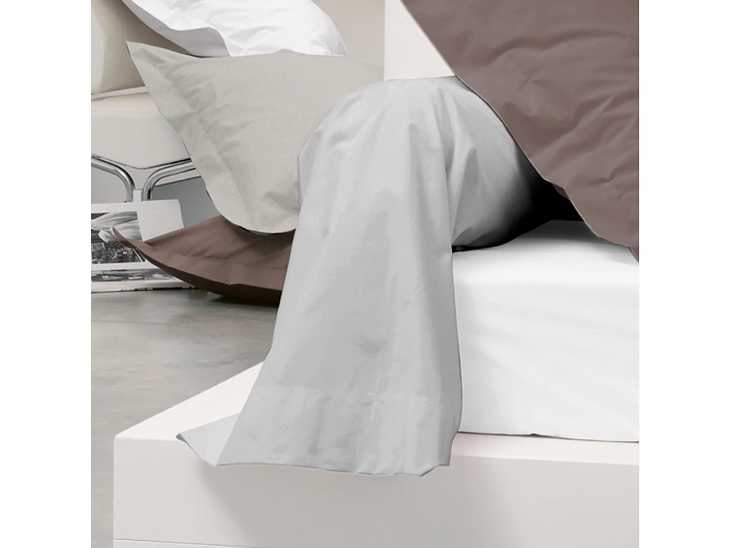 Taie de traversin uni 140x43 cm coton ALTO Calcium