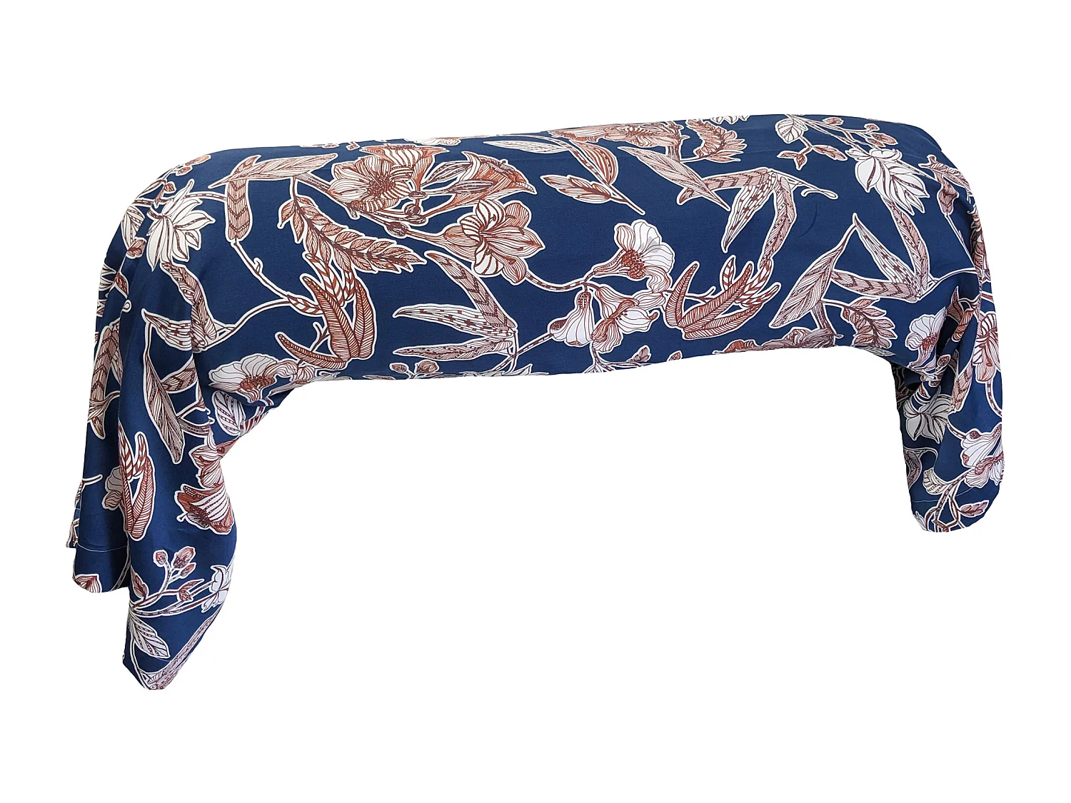 Taie de traversin 240x43 cm satin de coton BOTANIC bleu Nuit