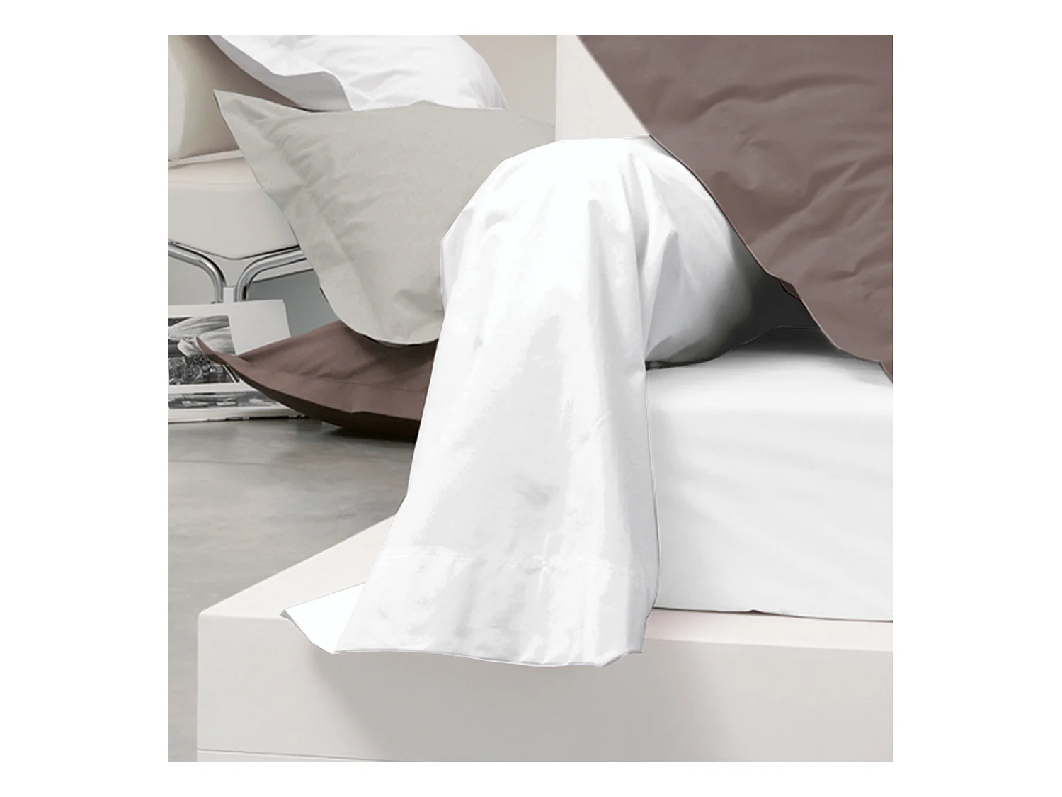 Taie de traversin uni 140x43 cm coton ALTO Blanc