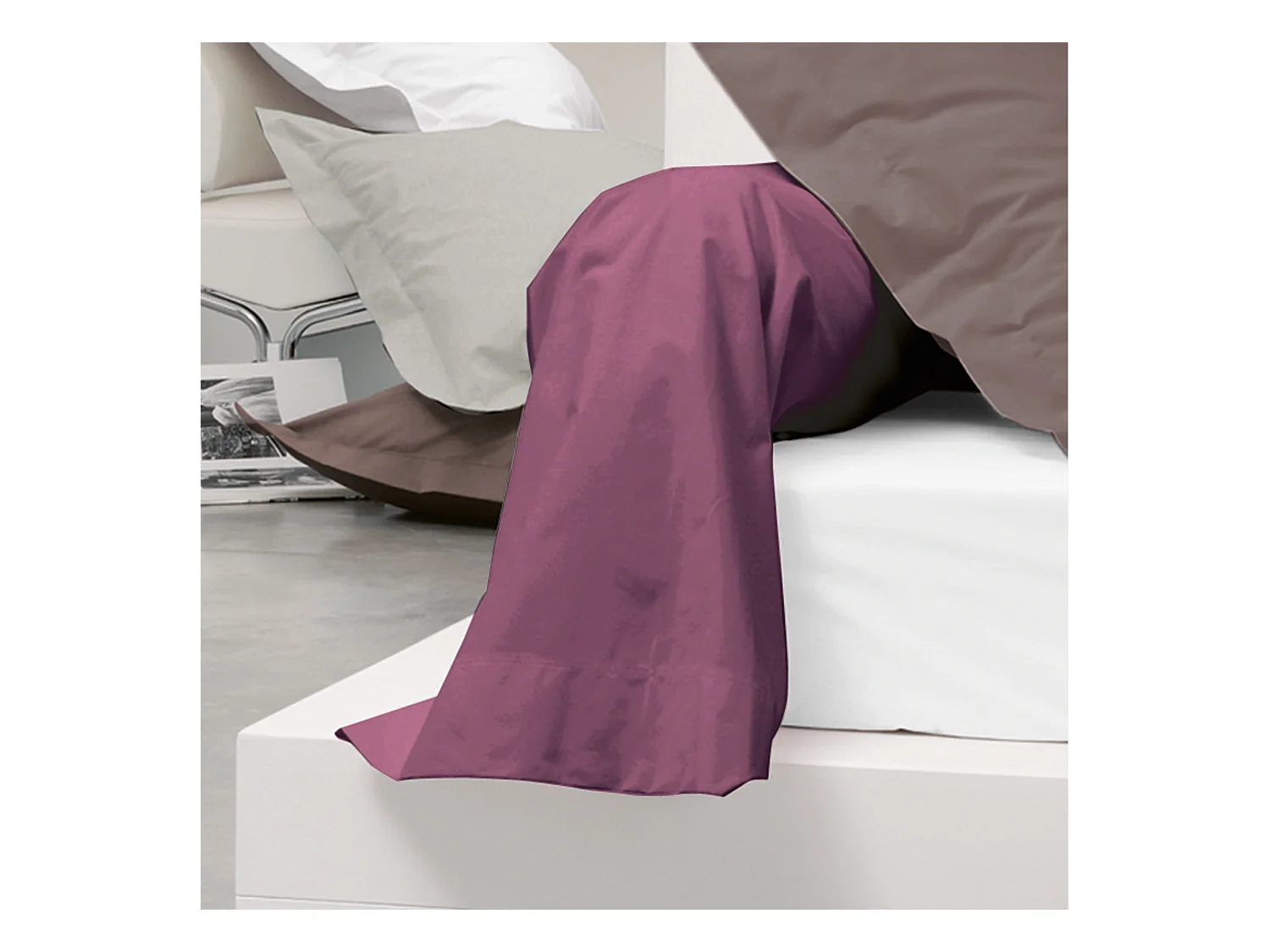 Taie de traversin uni 230X43 cm coton ALTO Raisin