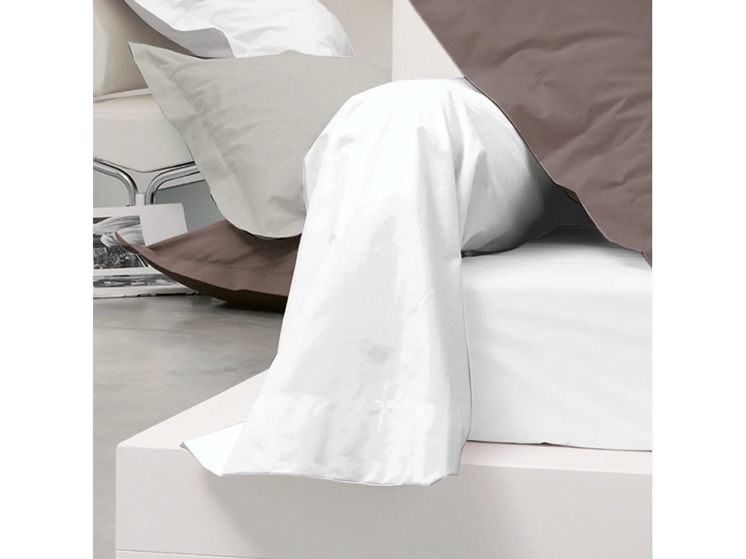 Taie de traversin uni 185x43 cm coton ALTO Blanc