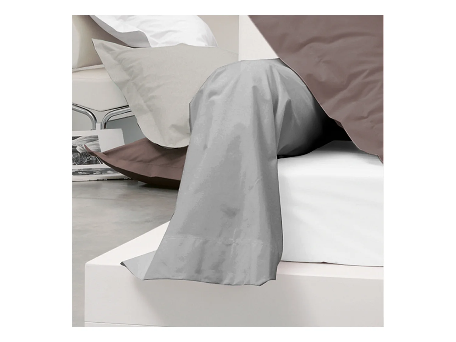 Taie de traversin uni 140x43 cm coton ALTO Alu