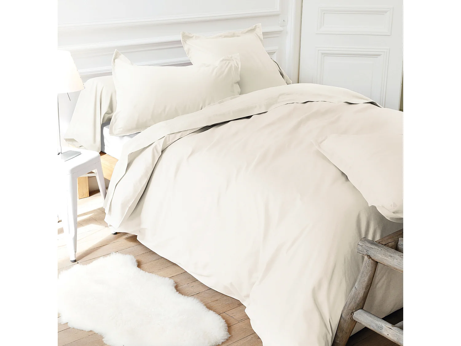 Taie de traversin uni 230X43 cm coton ALTO Crème