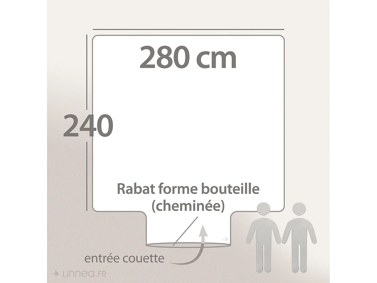 Housse de couette 280x240 cm percale coton ALEX gris Nuage