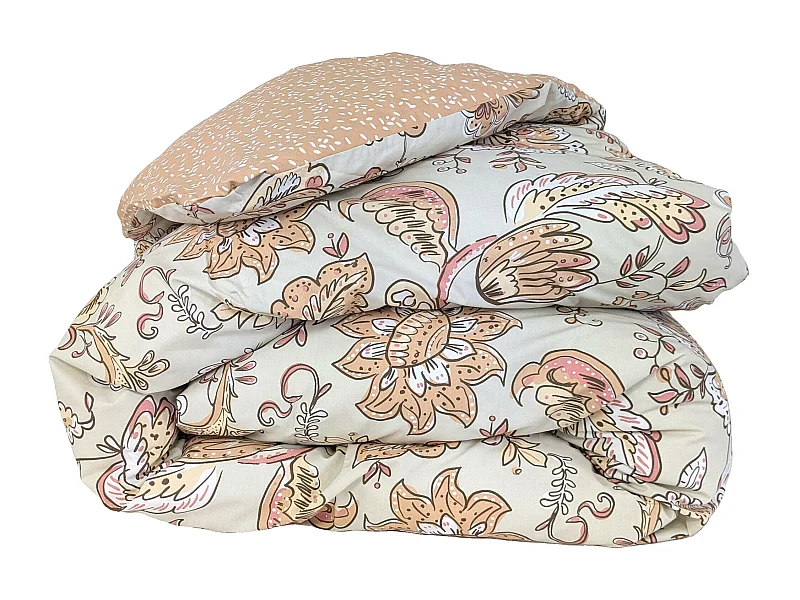 Housse de couette 140x200 cm percale coton SANTAL beige melba