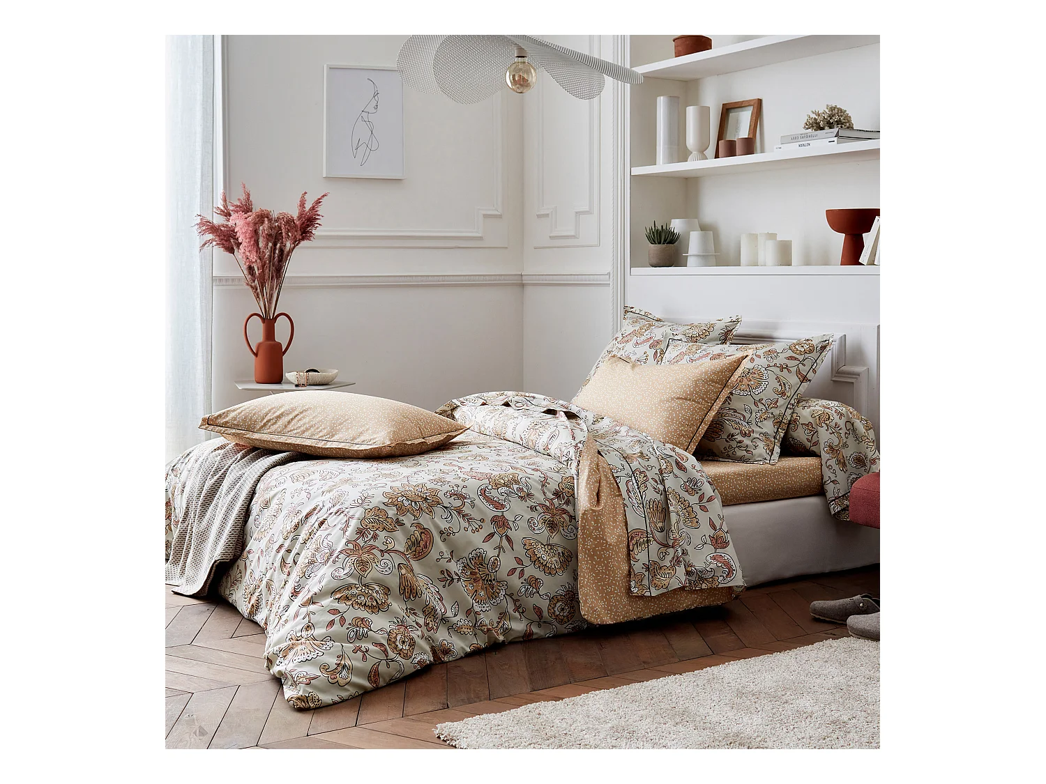 Housse de couette 140x200 cm percale coton SANTAL beige melba