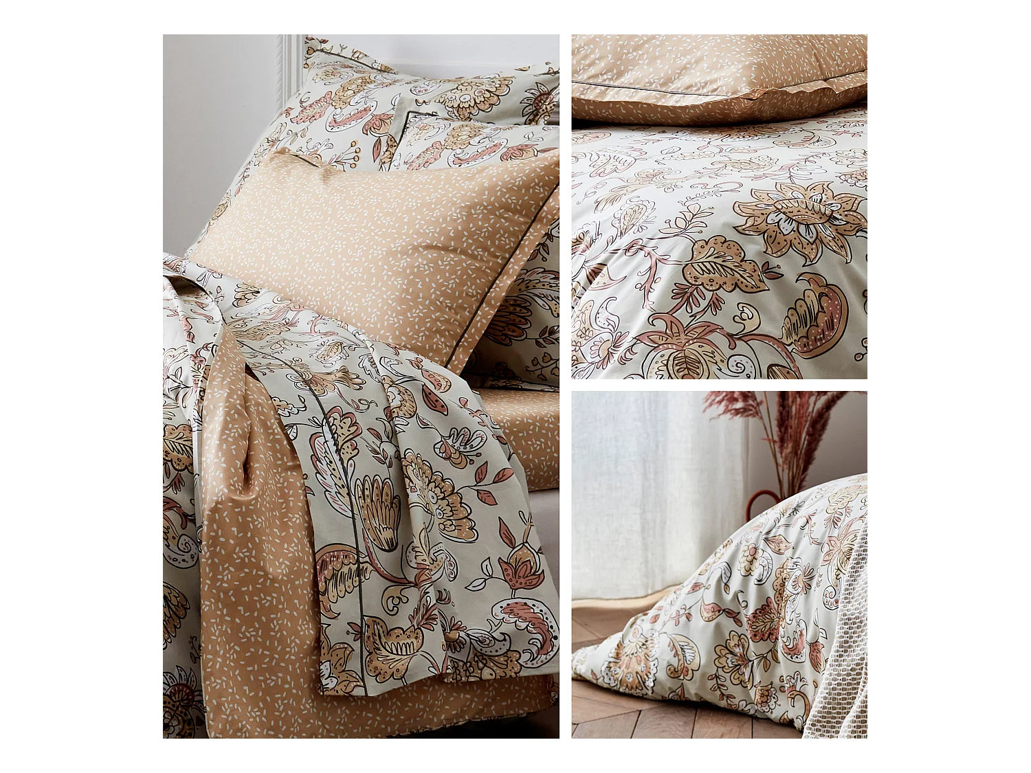 Housse de couette 140x200 cm percale coton SANTAL beige melba