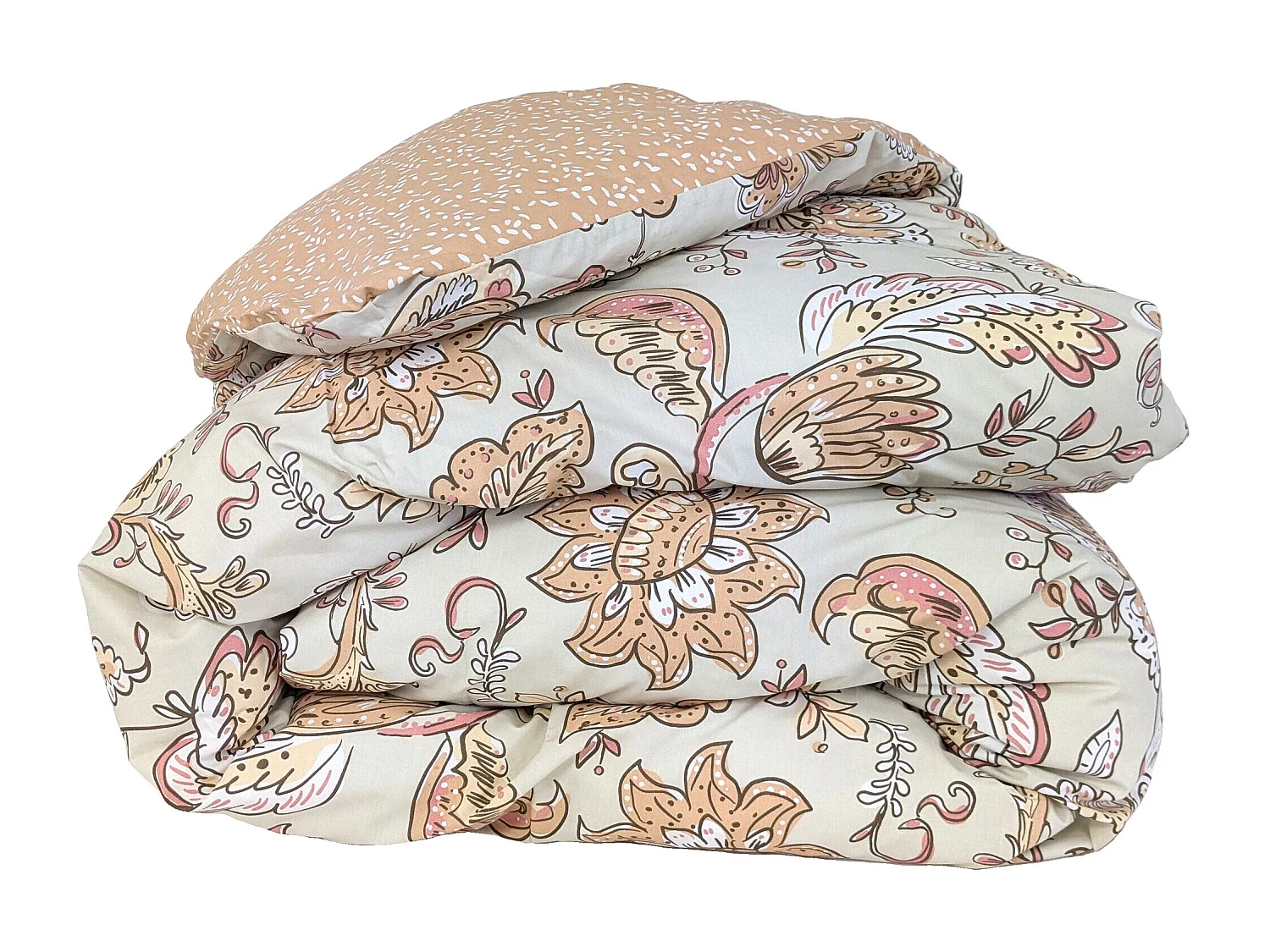 Housse de couette 140x200 cm percale coton SANTAL beige melba