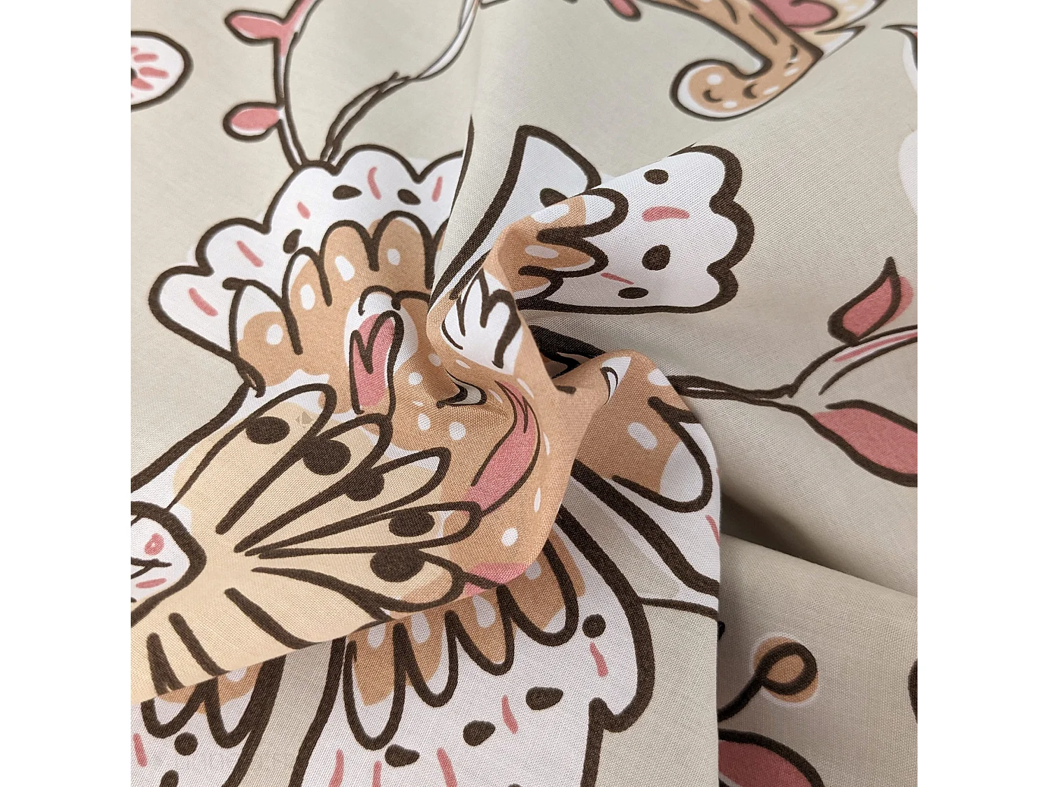 Housse de couette 140x200 cm percale coton SANTAL beige melba