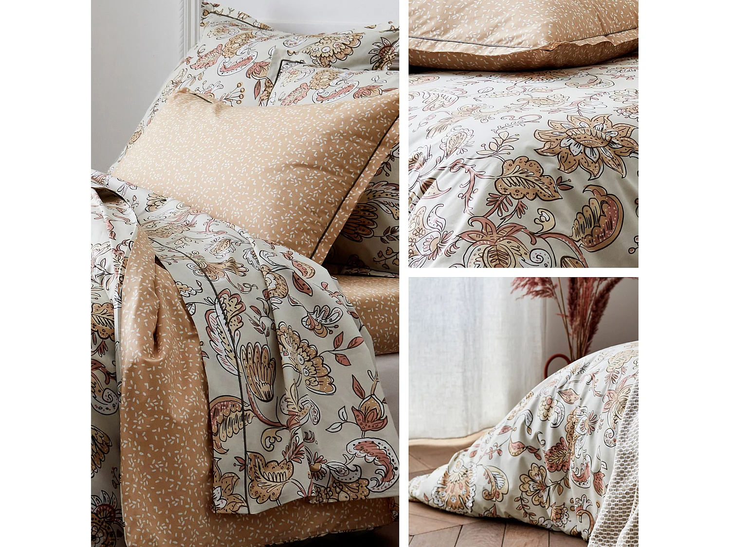 Housse de couette 140x200 cm percale coton SANTAL beige melba