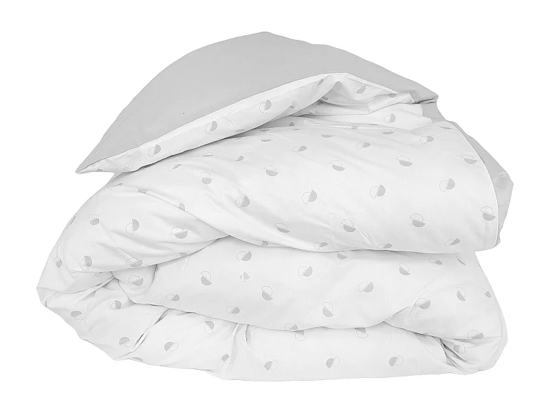Housse de couette 140x200 cm percale coton ALEX gris Nuage