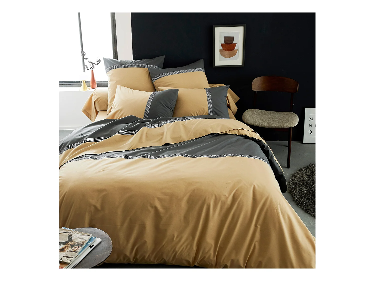 Housse de couette 200x200 cm percale coton MACASSAR Moka