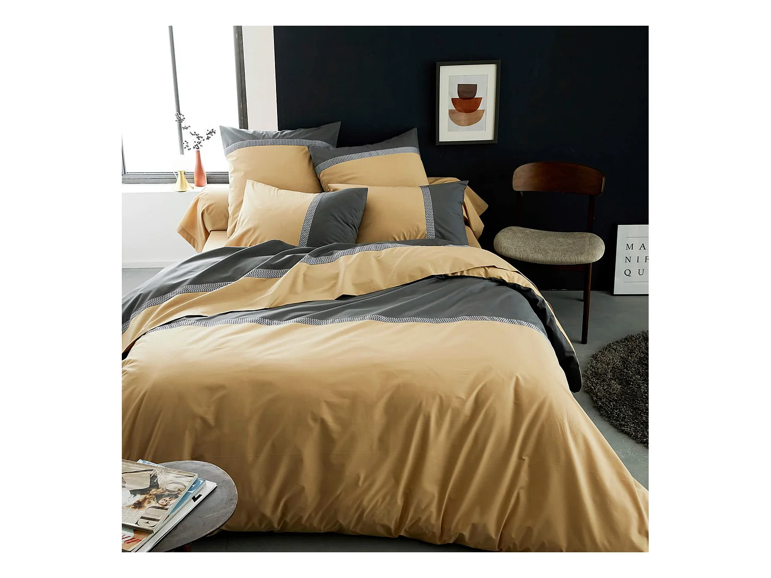 Housse de couette 200x200 cm percale coton MACASSAR Moka