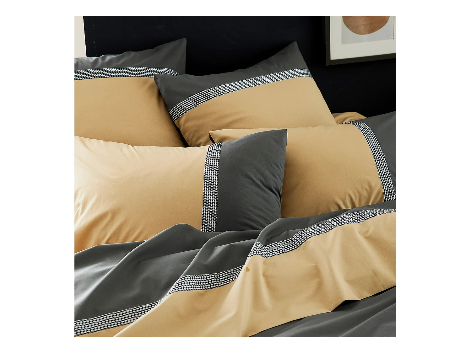 Housse de couette 200x200 cm percale coton MACASSAR Moka