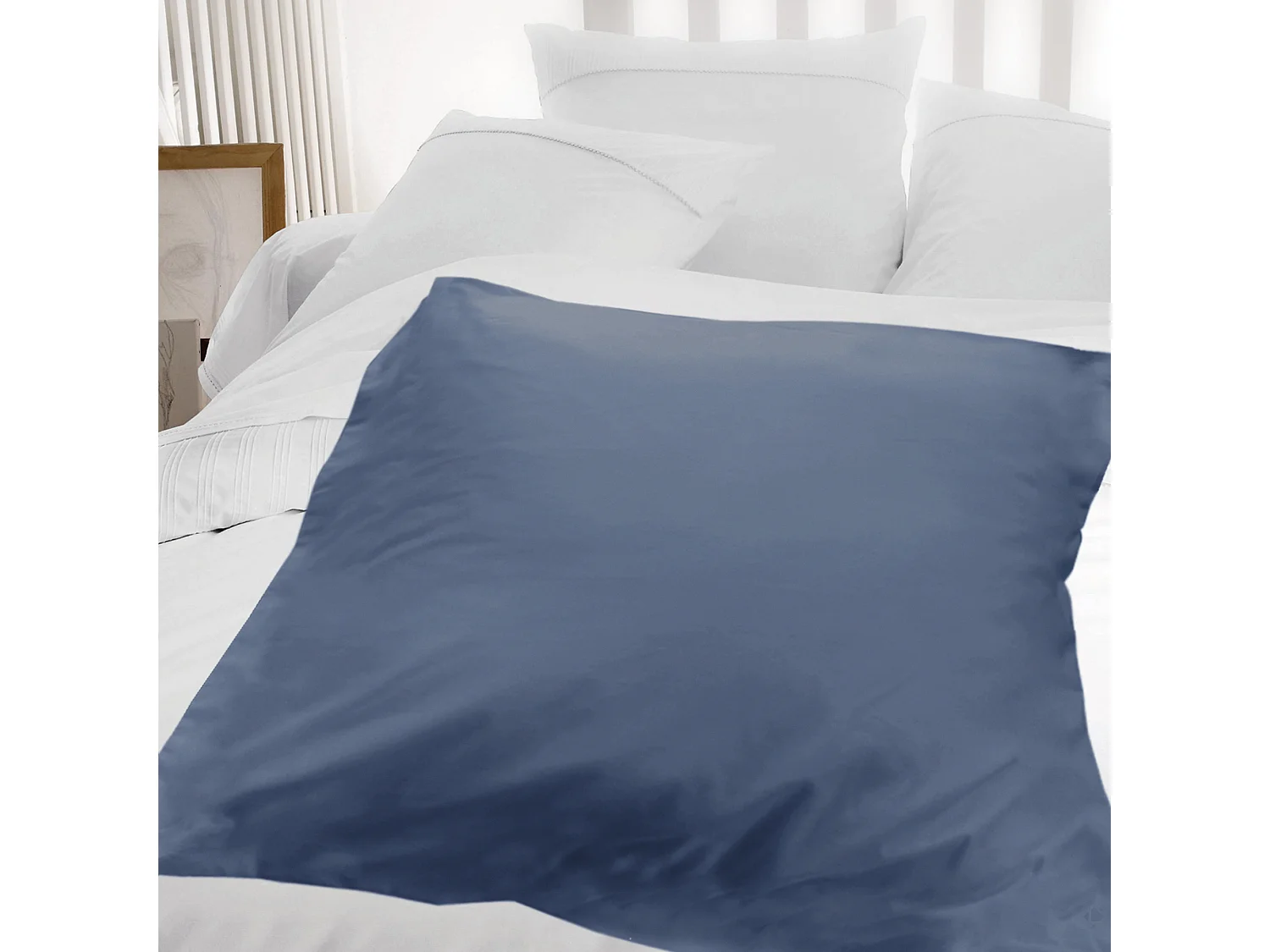 Housse d'édredon uni 140x150 cm coton ALTO bleu Jean