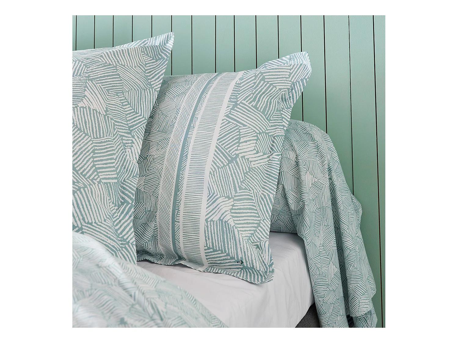 Housse de couette 260x240 cm coton LÉO bleu Ecume