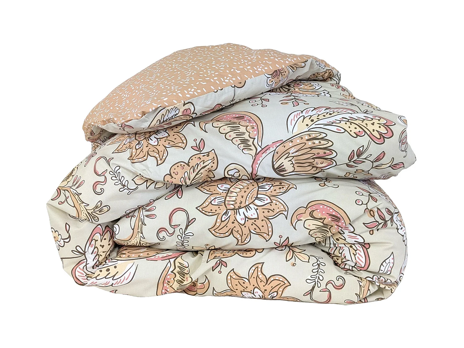 Housse de couette 200x200 cm percale coton SANTAL beige melba