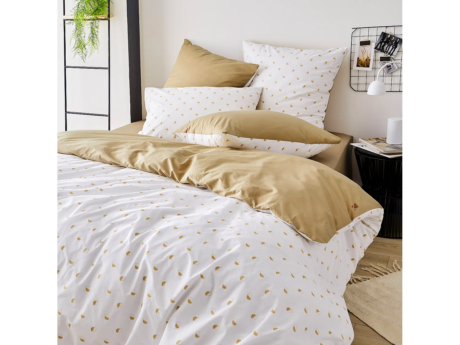 Housse de couette 140x200 cm percale coton ALEX marron Moka