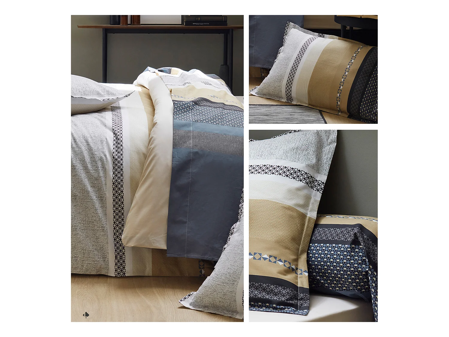 Housse de couette 280x240 cm percale coton MARLOW acier