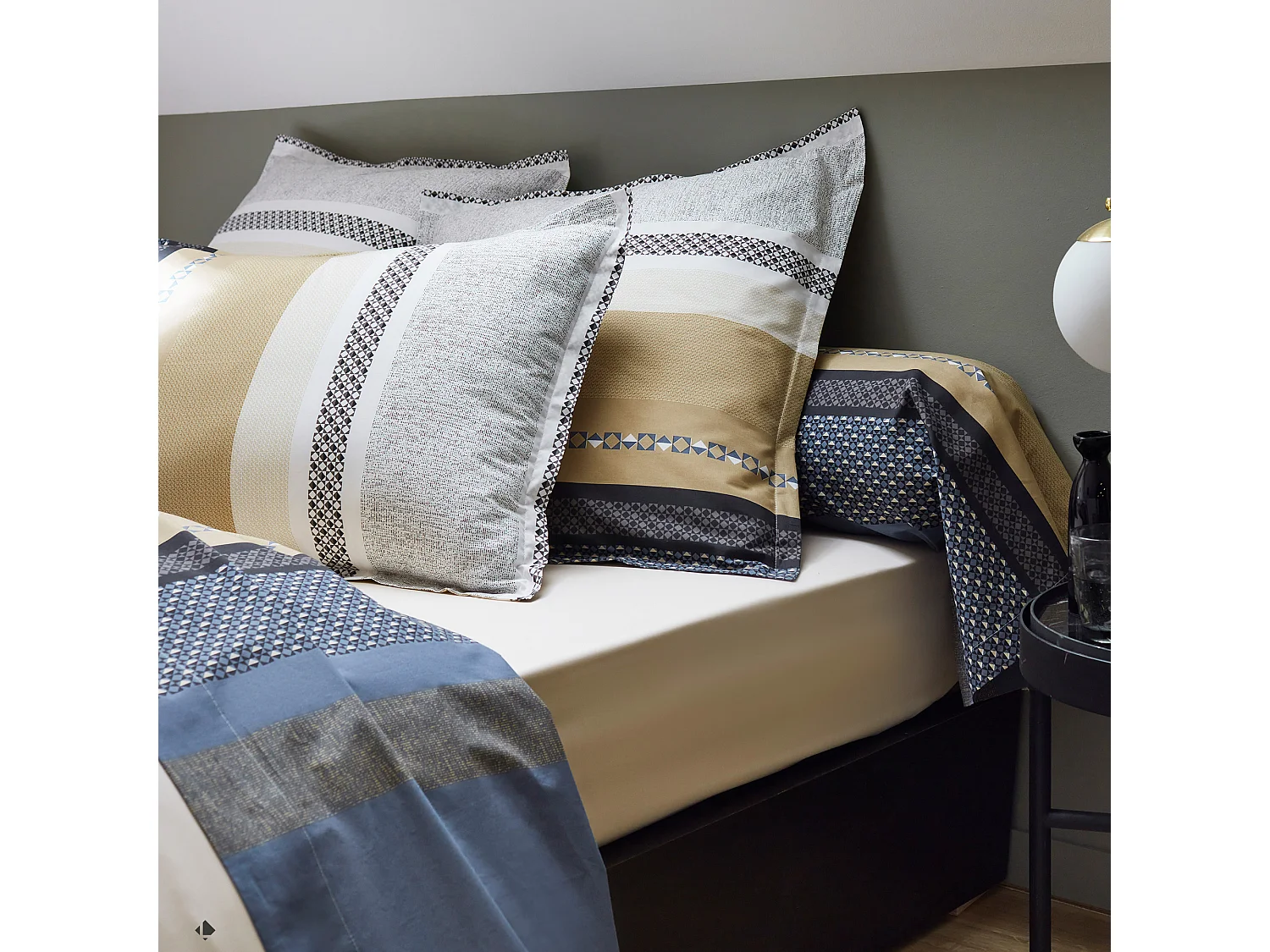 Housse de couette 280x240 cm percale coton MARLOW acier