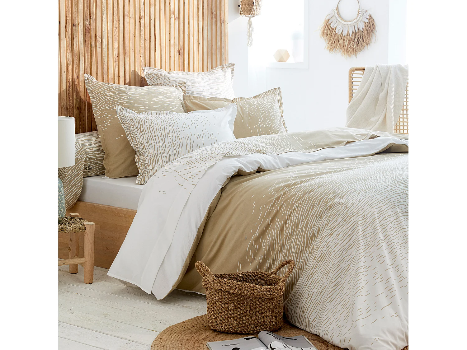 Housse de couette 140x200 cm coton REFLET Sable