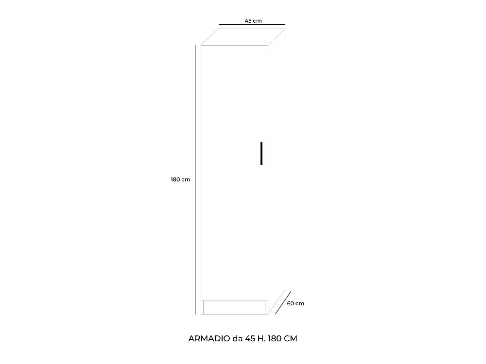Armadio 1 anta 45x60x180 h colore noce antico