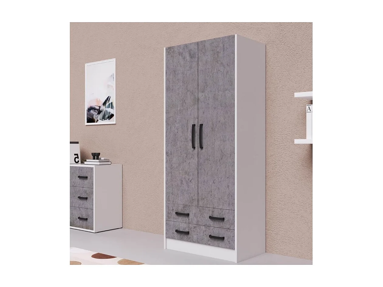 Armadio due ante e cassetti 91x52x210h colore cemento ARM290C