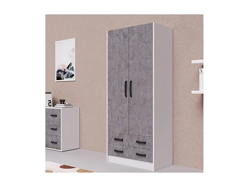 Armadio due ante e cassetti 91x52x210h colore cemento ARM290C