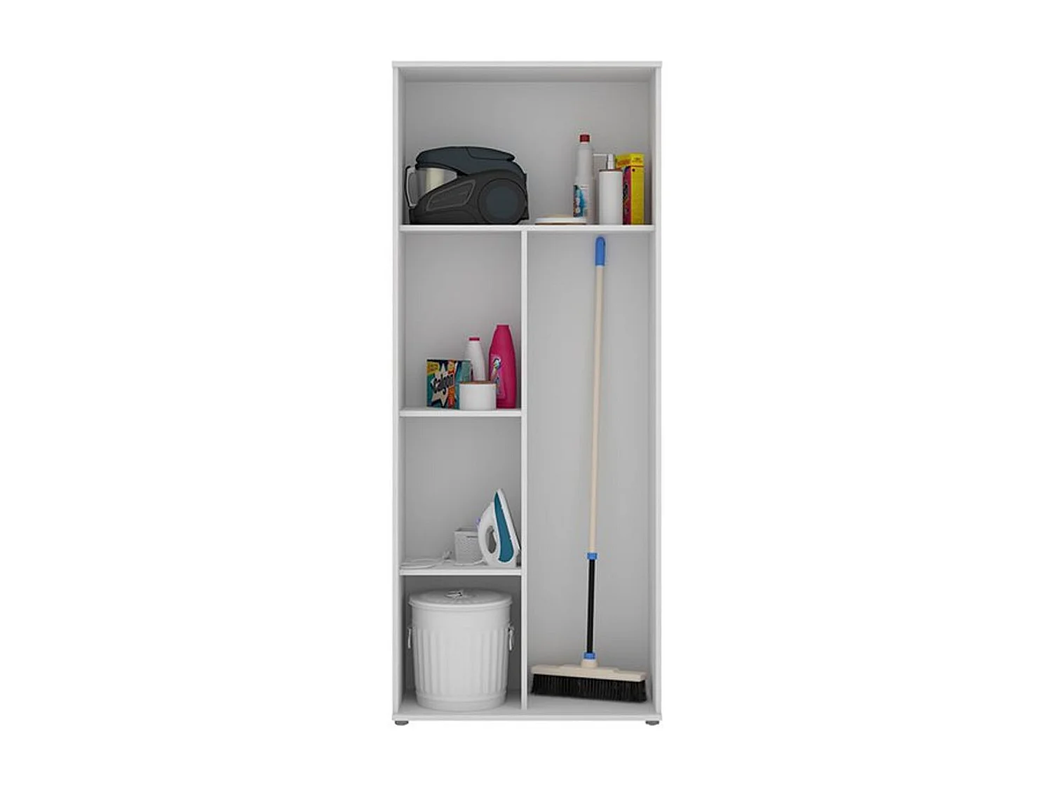 Armario auxiliar Fit 4 compartimentos con escobero abatibles blanco 190x78x35 cm
