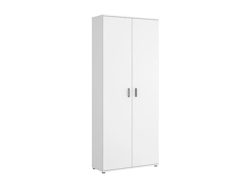 Armario auxiliar Fit 4 compartimentos con escobero abatibles blanco 190x78x35 cm