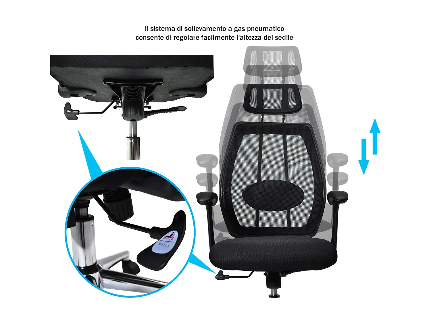 Poltrona presidenziale in tessuto nera - Firenze