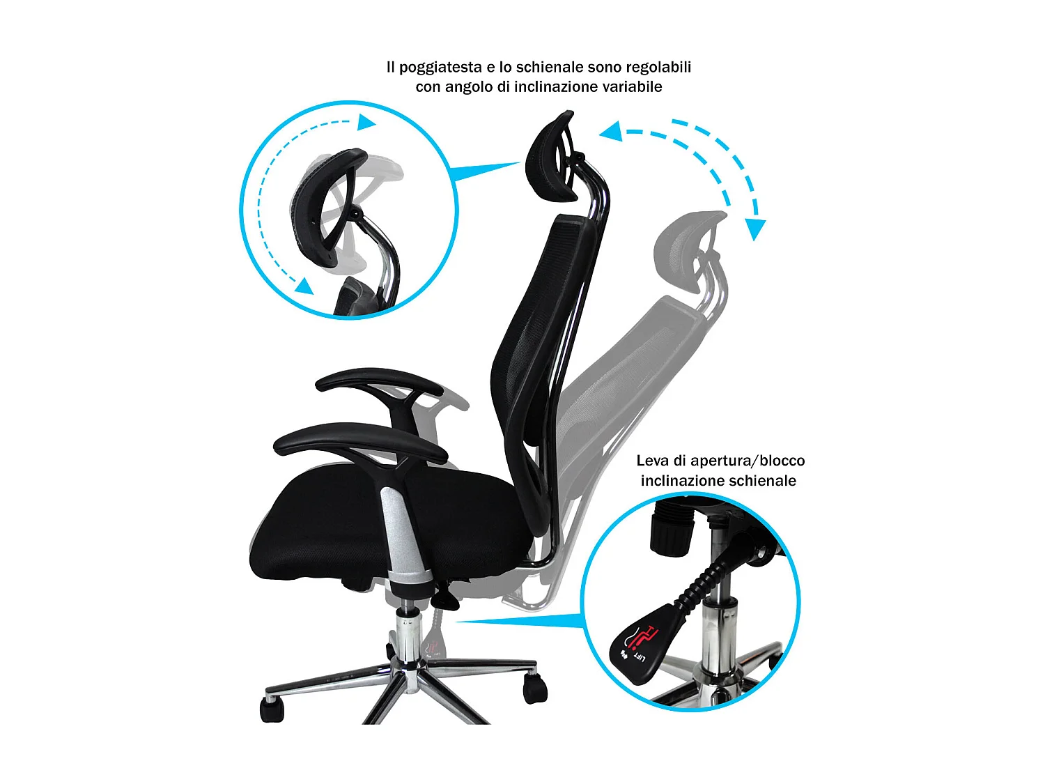 Poltrona presidenziale in tessuto nera - Firenze