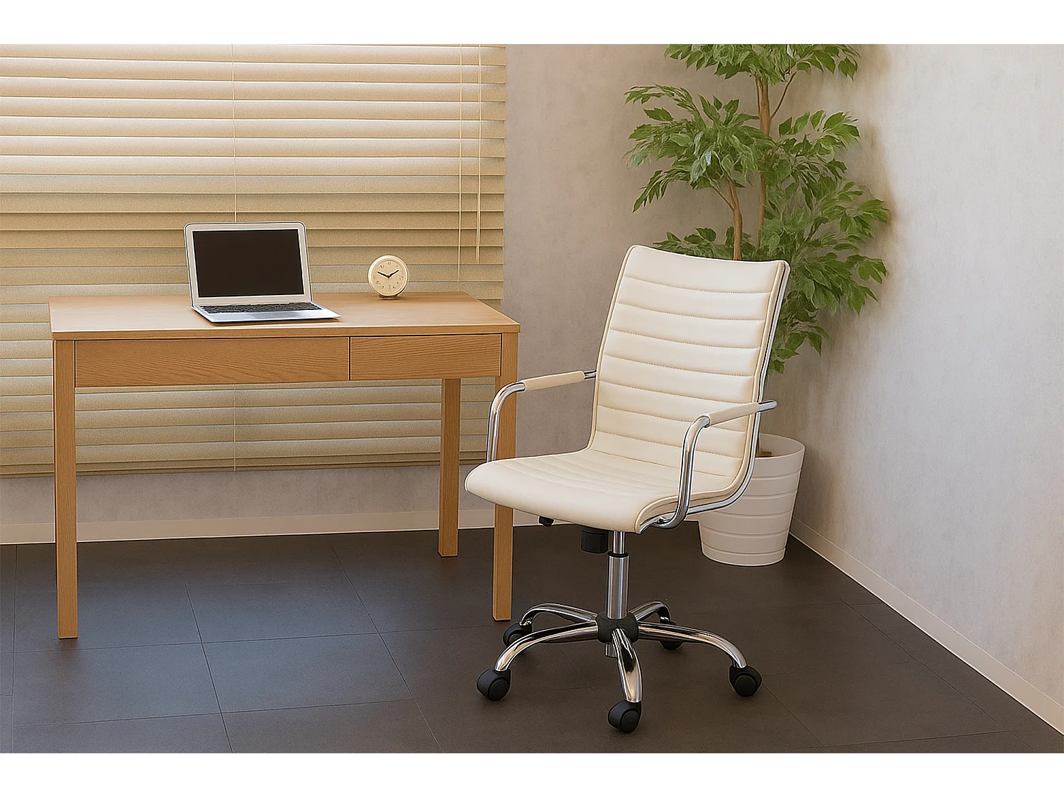 Sedia ufficio operativa girevole, poltrona direzionale ecopelle - Asti