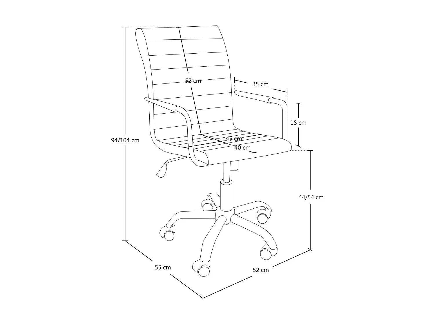 Sedia ufficio operativa girevole, poltrona direzionale ecopelle - Asti