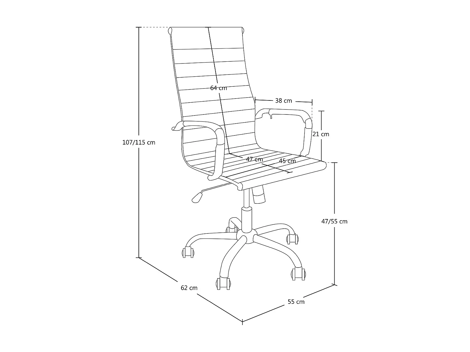 Sedia da ufficio in ecopelle nera - Torino